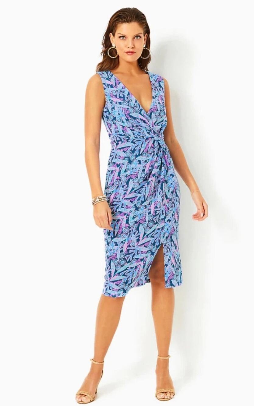 Lilly Pulitzer NWT Odella Midi Dress Barton Blue Star Gazing $198 Size 8